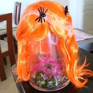 Crazy orange wig with spyders